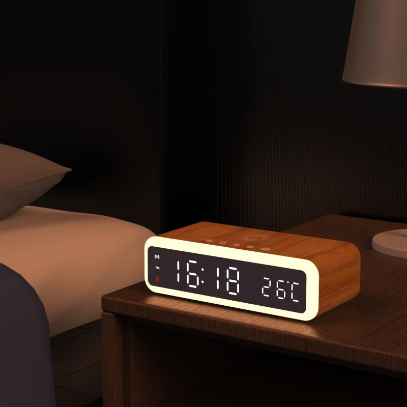 다기능 알람 시계 LED 온도 디스플레이 HD 미러 디지털 시계 전화 무선 충전기 침실 장식 시계